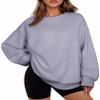 PINSPARK Womens Sweatshirt Crewneck Fleece Pullover Tops Oversized Sweat Shirts with Thumbholes Pockets Fall Outfits, Light Grey M view 1