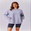 PINSPARK Womens Sweatshirt Crewneck Fleece Pullover Tops Oversized Sweat Shirts with Thumbholes Pockets Fall Outfits, Light Grey M view 2