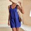 YRAETENM Women's Casual Summer Rompers Sleeveless Bib Overalls Loose Fit Short Jumpsuits Beach Vacation Outfits with Pockets view 4