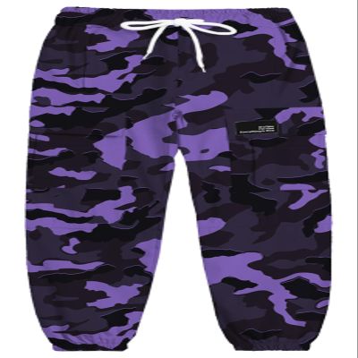 Cromoncent Girls Cargo Pants Elastic Waist Lightweight Outdoor Jogger Pants, Purple Black Camo 11-12 Years