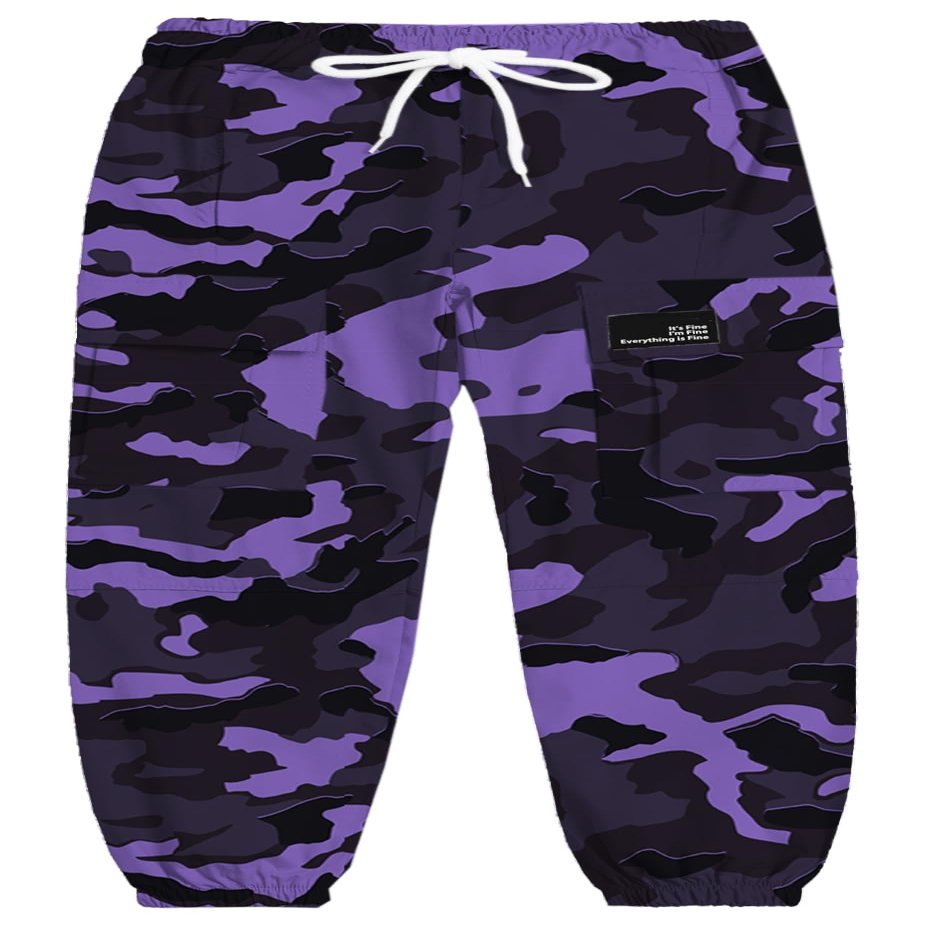 Cromoncent Girls Cargo Pants Elastic Waist Lightweight Outdoor Jogger Pants, Purple Black Camo 11-12 Years