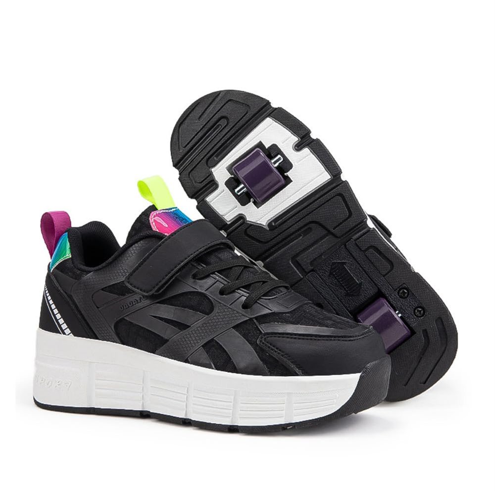 ZYANLING Kids Roller Skates Shoes Sneakers for Boys & Girls, Outdoor Skateboarding Shoe with 2-Wheels Fashion Parkour Shoes Unisex Retractable Skating Shoes for Children's Park Sports Walking