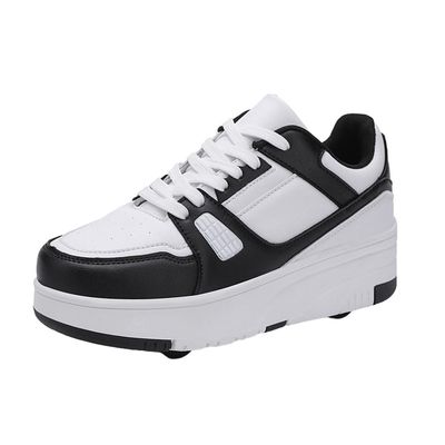 ZYANLING Kids Roller Skates Shoes Sneakers for Boys & Girls, Unisex Outdoor Parkour Shoes with 4-Wheels Trainer Skateboarding Shoe Retractable Skating Shoes for Children's Park Sports Walking