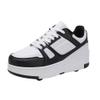 ZYANLING Kids Roller Skates Shoes Sneakers for Boys & Girls, Unisex Outdoor Parkour Shoes with 4-Wheels Trainer Skateboarding Shoe Retractable Skating Shoes for Children's Park Sports Walking view 1