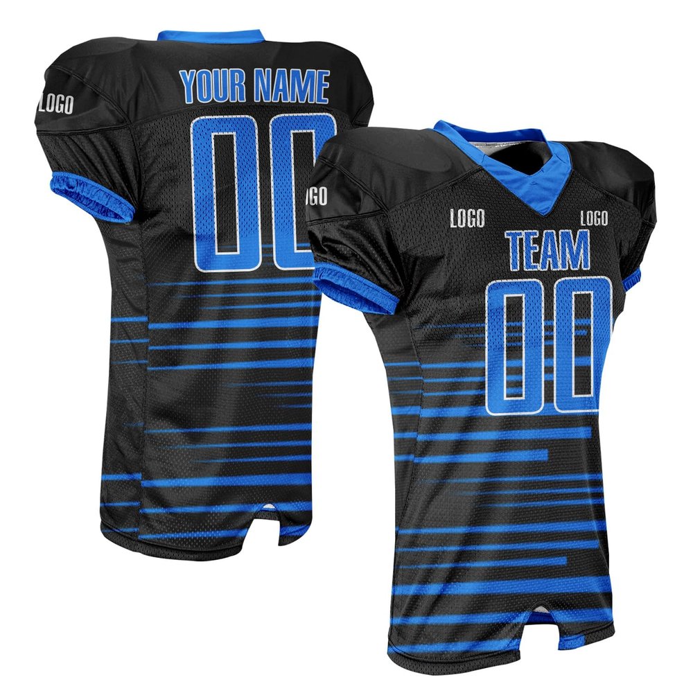 Custom Adult Youth Football Jersey with Stripes Sublimation Printed Logo Name Number