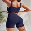 YWBIN 4 Piece Workout Sets for Women Seamless Ribbed High Waist Yoga shorts with Sports Bra Outfits view 3