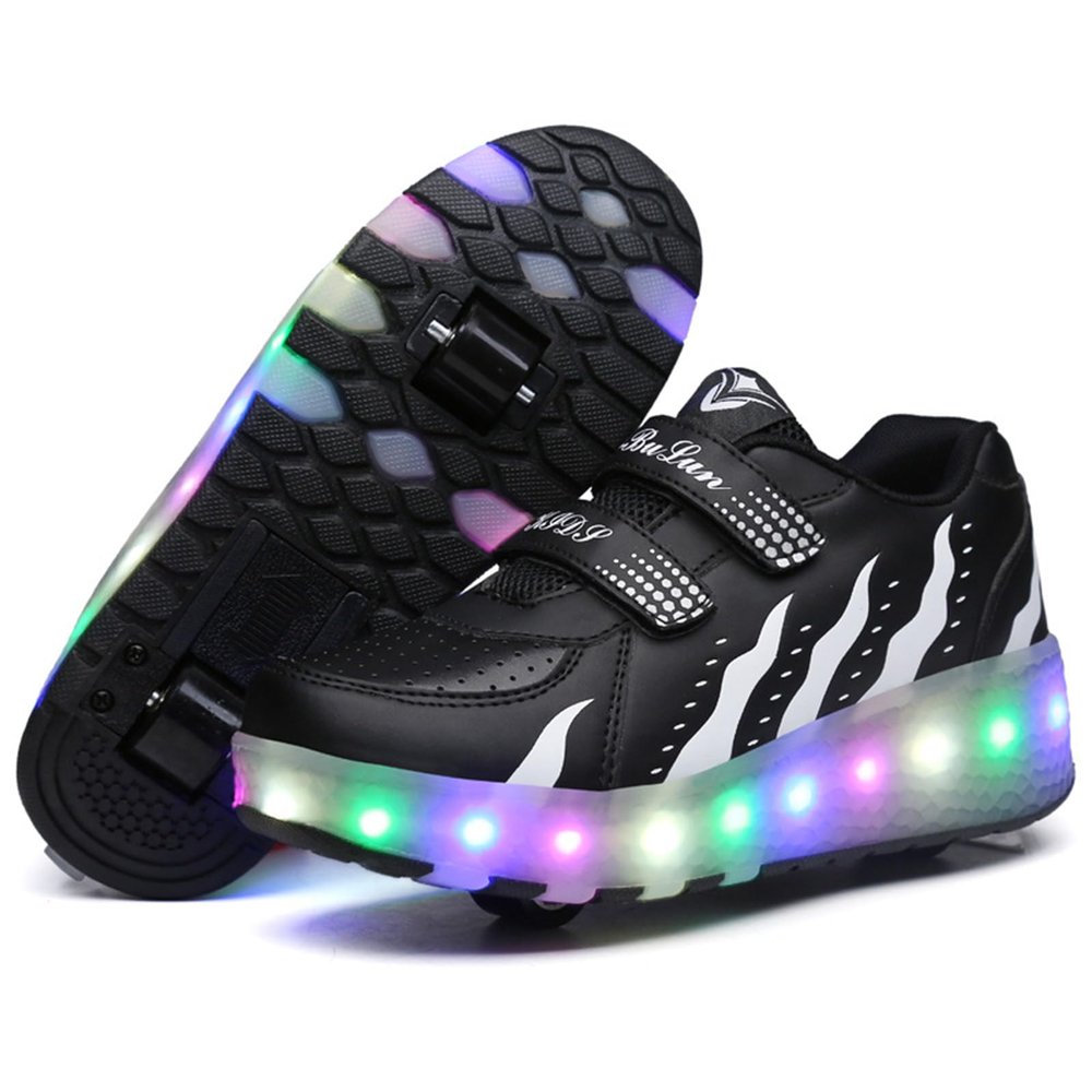 ZYANLING Kids Roller Skates Shoes Sneakers for Boys & Girls, Outdoor Parkour Shoes with 4-Wheels Unisex Skateboarding Shoe Retractable Skating Shoes for Children's Park Sports Walking