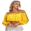 LiiYii Women's Bollywood Belly Dance Costume Off Shoulder Crop Top with Sequin Beaded Chiffon Skirt Yellow One Size view 4