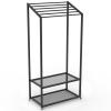 LZMZMQ Yoga Mat Holder Vertical with Mesh Shelf, Yoga Block/Foam Rollers/Half Balance Ball Storage Rolling Cart, Home Gym Garage Clubs Storage Organizer Rack, Large Metal Structure(Black) view 1