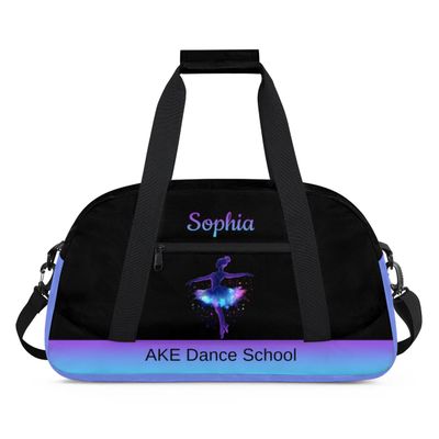Custom Dance-Bag for Girls 7-9,Small Kids Gym-Bag with Name Overnight Travel Weekend Luggage Bag for Dancers Blue Tote-Bag with Dance Team Name