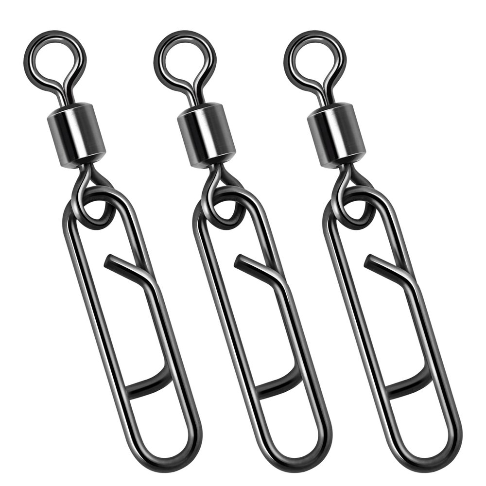 Dr.Fish 20 Pack Fishing Clips with Swivels, Speed Power Clips with Barrel Swivels Quick Change Lure Snap Swivels Fishing Tackle Leader Line Connector for Freshwater & Saltwater 4#