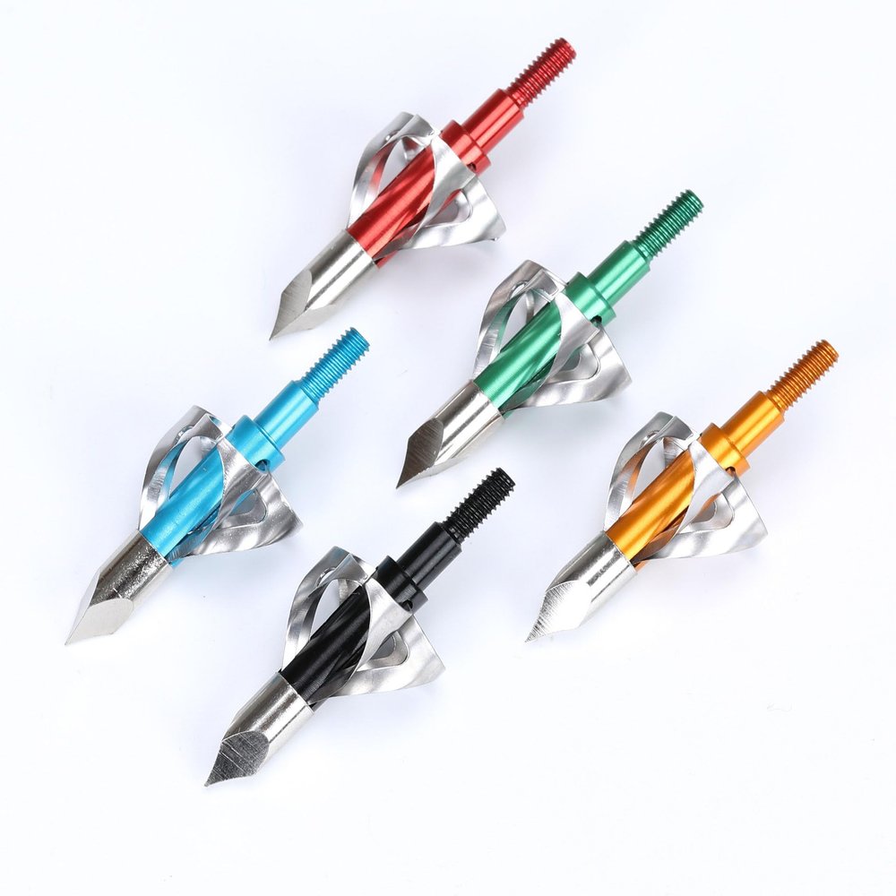 Cuoyuqie 6PCS Archery Broadheads 100Grain Hunting Arrow Heads Arrow Tips Multicolor Selection (Blue 6pcs)