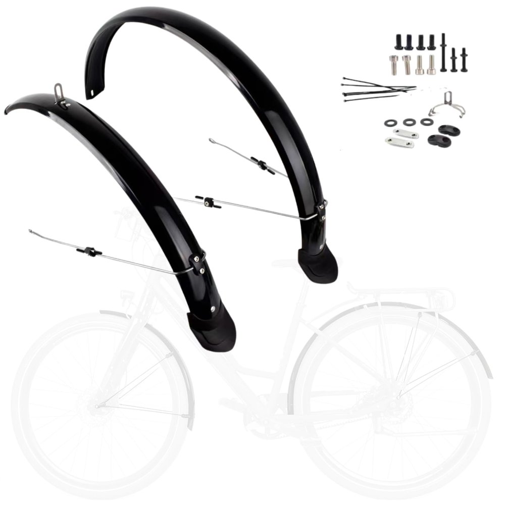 MYJACOB Bike Fenders 700c Adjustable Bicycle Mudguard Set for Most Road Bikes, black