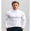 RGJU Mens Mock Turtleneck Long Sleeve Shirts, Mock Neck Thermal Base Layer(White,M) view 3
