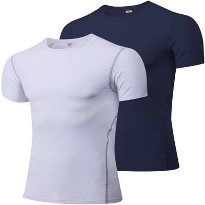 Men's Compression Shirts Athletic Workout Shirts Short Sleeve Sports T Shirts Base Layer Undershirts Gym Tops