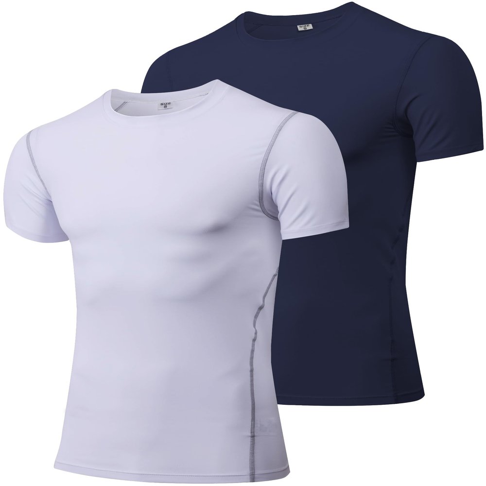 Men's Compression Shirts Athletic Workout Shirts Short Sleeve Sports T Shirts Base Layer Undershirts Gym Tops