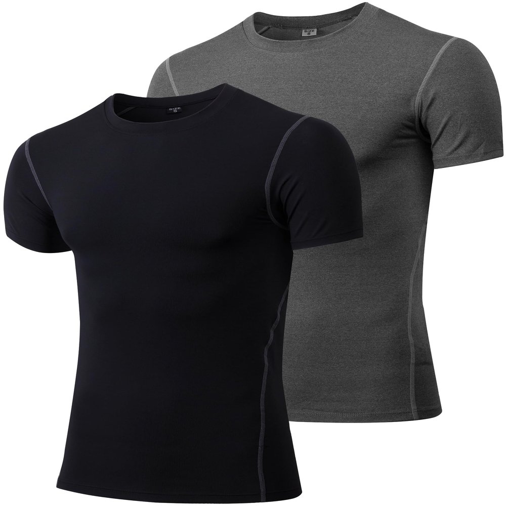 Men's Compression Shirts Athletic Workout Shirts Short Sleeve Sports T Shirts Base Layer Undershirts Gym Tops
