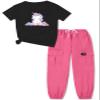 ARTMINE Girls 2-Piece Clothing Sets Sleeve Printed T-shirt+Casual Drawstring Elastic Waist Cargo Pants, US 9-10 Years = Tag 150 view 1