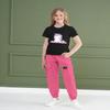 ARTMINE Girls 2-Piece Clothing Sets Sleeve Printed T-shirt+Casual Drawstring Elastic Waist Cargo Pants, US 9-10 Years = Tag 150 view 3