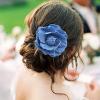 Sttiafay Camellia Flower Hair Clip Brooch Fabric Blue Flower Pin Denim Camellia Brooch Pins Large Flower Hair Barrette Pin Cardigan Clip Hairpin Brooch Bridal Hair Accessories Jewelry for Women view 1