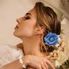 Sttiafay Camellia Flower Hair Clip Brooch Fabric Blue Flower Pin Denim Camellia Brooch Pins Large Flower Hair Barrette Pin Cardigan Clip Hairpin Brooch Bridal Hair Accessories Jewelry for Women view 2