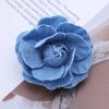 Sttiafay Camellia Flower Hair Clip Brooch Fabric Blue Flower Pin Denim Camellia Brooch Pins Large Flower Hair Barrette Pin Cardigan Clip Hairpin Brooch Bridal Hair Accessories Jewelry for Women view 3