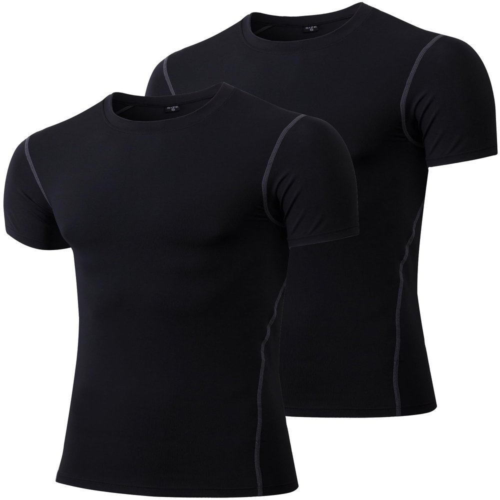 Men's Compression Shirts Athletic Workout Shirts Short Sleeve Sports T Shirts Base Layer Undershirts Gym Tops