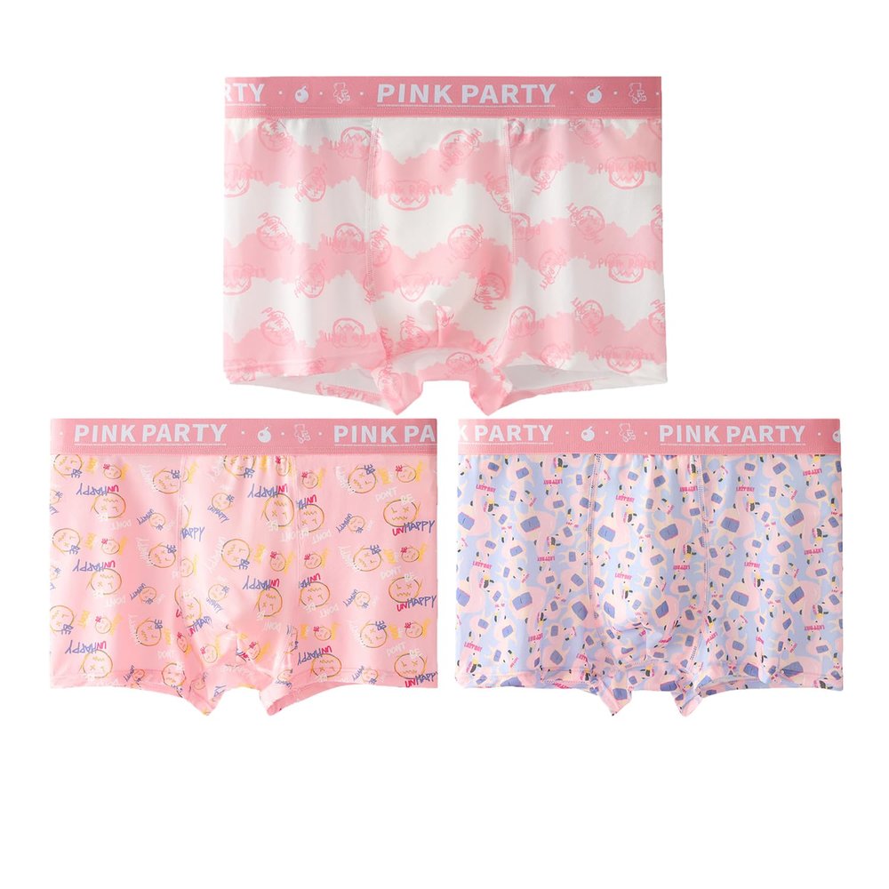 abandi Men's Underwear Boxer Briefs Ice Silk Cool Seamless Underwear Trunks Pink Boxers with Pouch 3 Pack, 002 Size XL