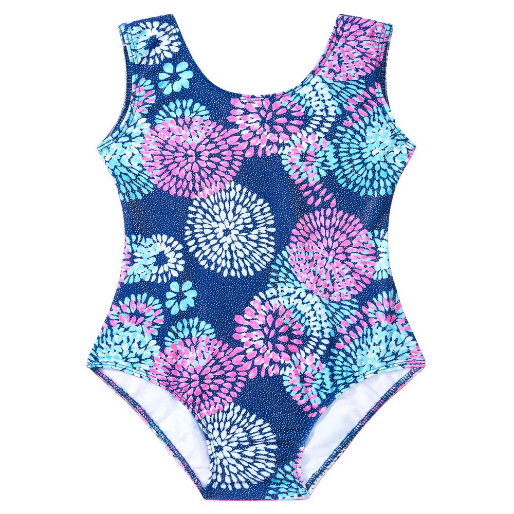Domusgo Gymnastics Leotards for Girls 5-6 Years Old Blue Pink Sparkly One Piece Tumbling Outfits