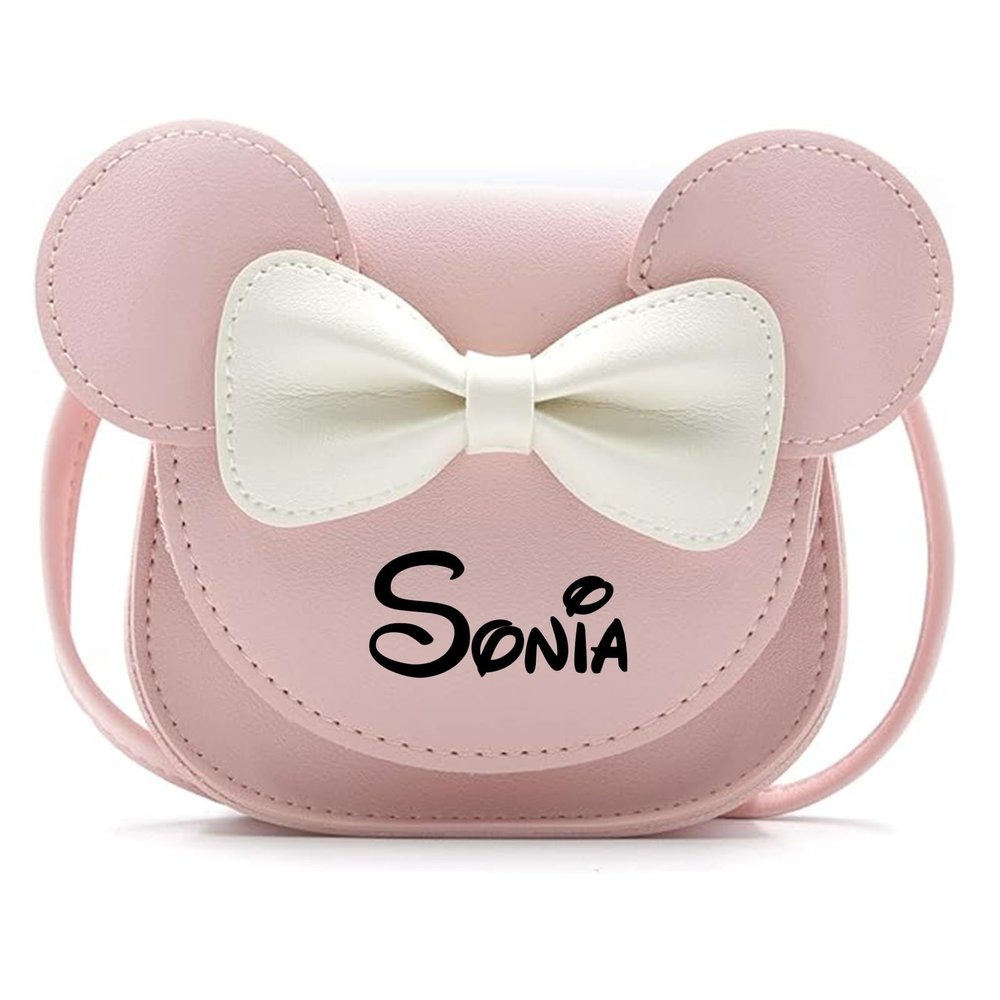 Personalized Cartoon Little Mouse Ear Bow Kids Crossbody Purse Custom PU Shoulder Handbag Kid Coin Purse With Name Girl Crossbody Bag Birthday Gift Christmas Gift For Girl