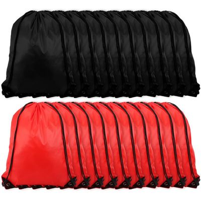 CACASO 20 Piece Drawstring Backpack Bulk,String Backpack Drawstring Bags,Draw String Backpack,Cinch Bag Sackpack for Men Women Gym Sports Travel Swimming Beach(Black+Red)