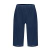 DMOYALA Knee Length Linen Shorts for Women Summer Trendy Elastic Waist Bermuda Shorts with Pockets Loose Beach Pants Navy Blue 3XL view 2