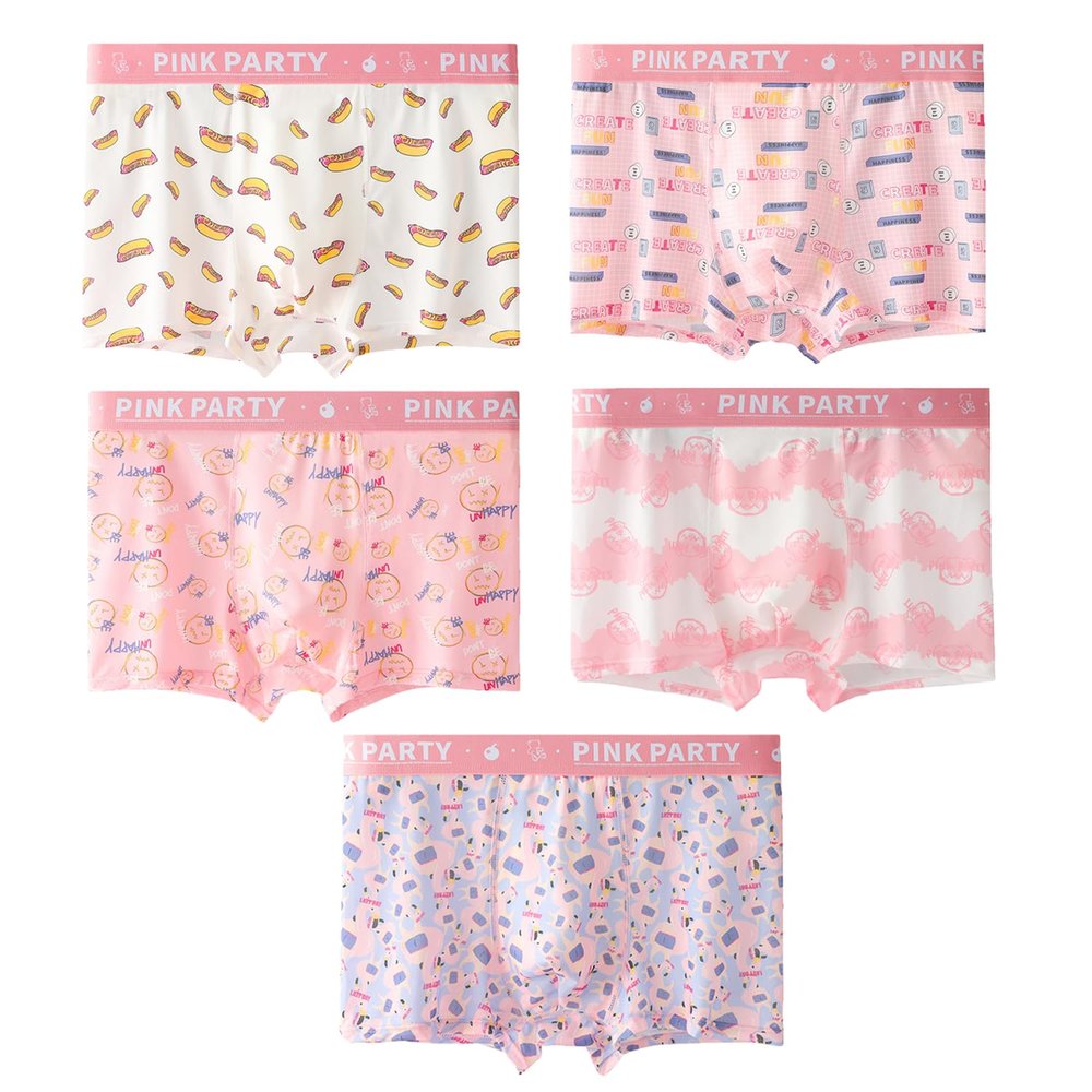 abandi Men's Underwear Boxer Briefs Ice Silk Cool Seamless Underwear Trunks Pink Boxers with Pouch 5 Pack, 003 Size S