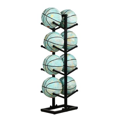 LOBUNS Sports Ball Storage Stand Vertical Black Basketball Rack for School Garage Playground, 3/4 /5 - Tier Sports Equipment Organizer Holder for Basketball Football Volleyball Display(5-tier)