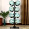 LOBUNS Sports Ball Storage Stand Vertical Black Basketball Rack for School Garage Playground, 3/4 /5 - Tier Sports Equipment Organizer Holder for Basketball Football Volleyball Display(5-tier) view 2