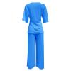 Daily Deals of The Day Prime Today Only,Two Piece Sets for Women Summer, Oversize Tops and Wide Leg Pants Outfits, Lounge Beach Vacation Tracksuits,Xx-Large,2-Blue view 3