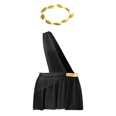 Agoky Men's One Shoulder Ancient Greek God Knight Warrior Costume Cosplay Outfits with Headwear Black XX-Large