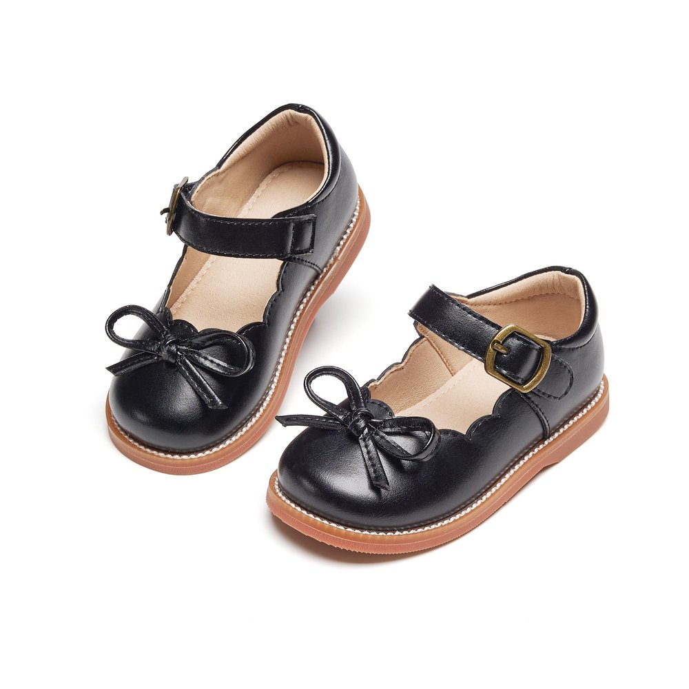 Kolan Todder Little Girls Oxford Shoes Mary Jane T-Strap School Uniform Party Dress Flat Black Shoes Size 7