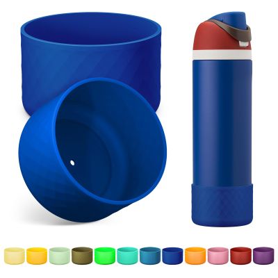 Alwenid 2PCS Silicone Water Bottle Boot for Owala 24 Oz, Anti-Slip Protective Sleeve Bottom Bumper Protector for FreeSip, Twist, and Flip Stainless Steel Water Bottles (Royal Blue)