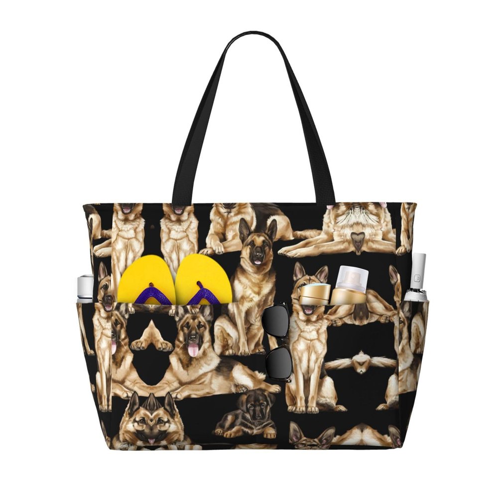 YQxwJL German Shepherd Dog Print Large Tote Bag For Women, Travel Shoulder Bag Handle Handbag For Gym, Work, Travel