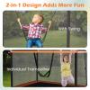 Goplus 6FT Kids Trampoline with Swing, ASTM Approved Rectangle Recreational Trampoline w/Enclosure Safety Net, Galvanized Steel Frame, Indoor Outdoor Baby Toddler Trampoline for Boys Girls (Orange) view 2