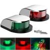 PSEQT Boat Navigation Lights 4'' Red Green LED Marine Bow Stern Port Starboard Signal Sailing Waterproof Lights 12V for Pontoon Kayak Yacht Sailboat Fishing Bass Boats (1 Red & 1Green, Silver Cover) view 1