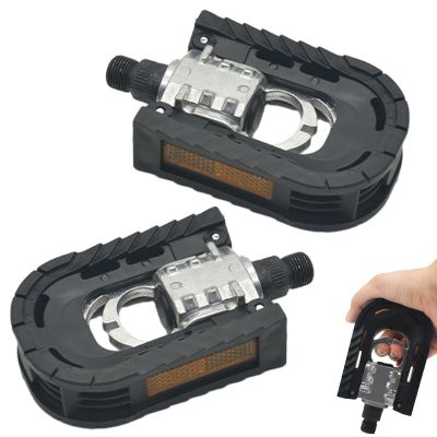 1pair Folding Bike Pedals Mountain Bike Pedals Aluminum Bicycle Flat Pedals 9/16'' with Reflective Strips Wide Flat Cycling Pedals for Ebike, Urban Commute, MTB Bikes(Color:Black+Silver)