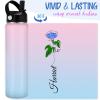 MESHELEY Custom Birth Flower Water Bottle Personalized for Kids Girls Boys Men Women Customized Water Bottles with Name Straw Lid Customizable Cups Gifts view 4