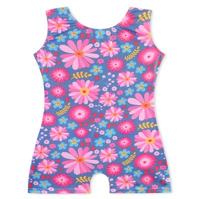 HOZIY Gymnastics Leotards for Girls 5t Size 5-6 Years Blue Flower Floral Tumbling Outfits Biketard Dance Clothes Clothing Toddlers Sparkle Sparkly Glitter Kids