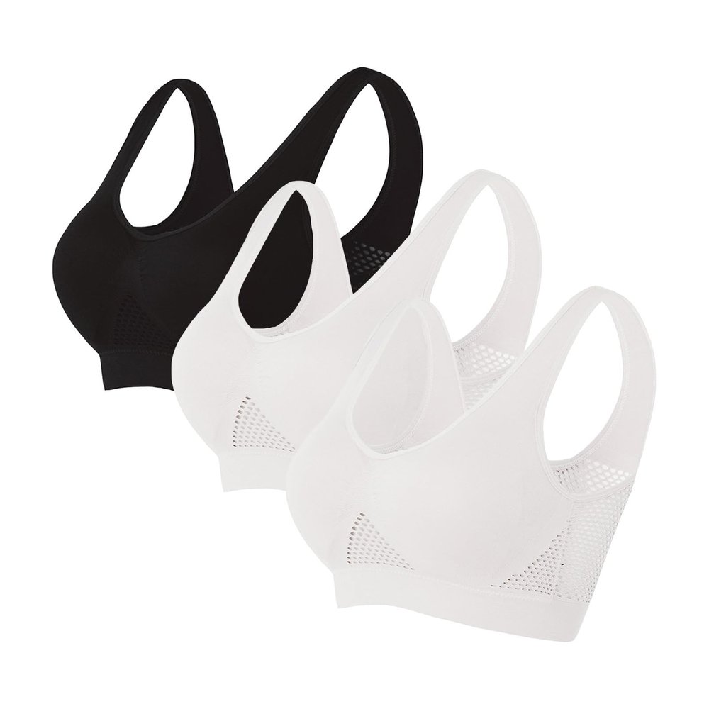 Generic Sports Bras for Women New Upgrade Breathable Cool Liftup Air Bra Large Bust Full Support Seamless Sports Air Bra Early Deals, A#09white