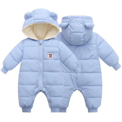 BYFRI Toddler Snow Suit Baby Winter Clothes for Boys Girls 18-24 Months Bear Hooded Jumpsuit Infant Coat Newborn Cozy Snow Outfit for Unisex