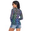 Aflyko Animal Print Women Summer Outfit Dragon Scales Ocean Stretchy Long Sleeve Tee Shirt Soft Cooling Mesh Tops Fashion Breathable Blouse for Night Date, XL view 3