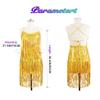 EARENT Sequin Gold Dress Sparkly Dance Tassel Rave Outfits Disco Fringe Dance Costume Dresses for Women (US, Alpha, Small, Regular, Regular, Gold) view 4