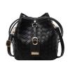 Women's Rhombic Woven Crossbody Bags and Handbags,Female Purses Drawstring Bucket Bags Tote Bags Satchel Bags Black view 1